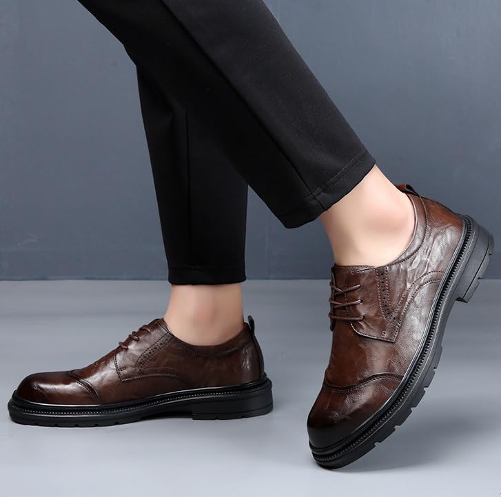 Men's Leather Oxford Dress Shoes Casual Business Lace-Up Formal Derby Comfortable Sole4