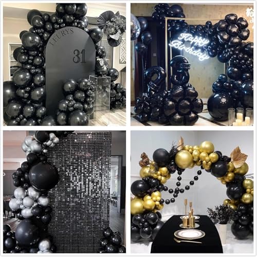 Image of 160pcs Black Balloons 12 Inch Matte Latex Balloons for Graduation Birthday Wedding Party Decorations