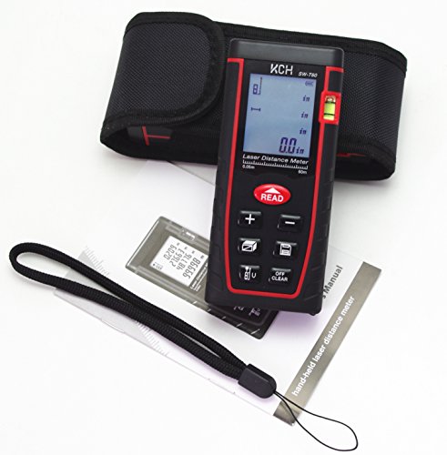 TestHelper SW-T60 Laser Distance Meter 60M/197ft/2362in Handheld Mini Measure Finder Diastimeter with Function of Self Calibration (7 Key 60M/197ft)
