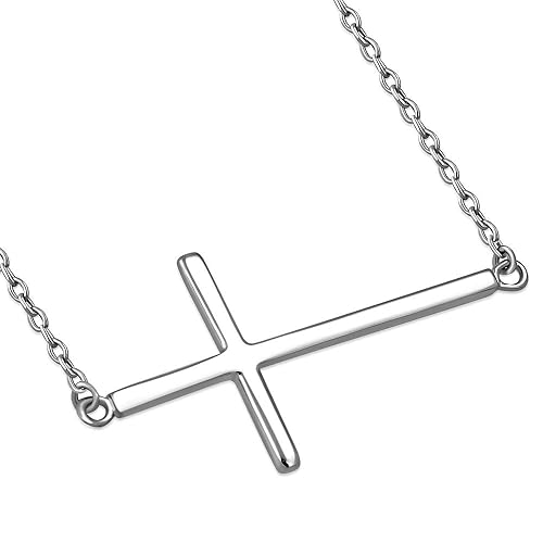 My Daily Styles 925 Silver Sideways Cross Necklace For Women