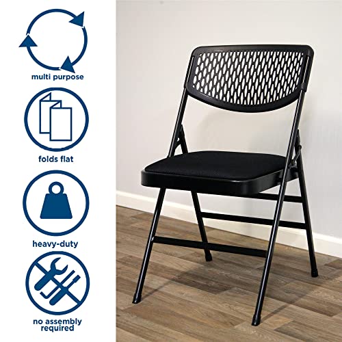 Image of Cosco Products COSCO Ultra Comfort Commercial Fabric and Resin Mesh, Gray, 4-Pack Folding Chair, 4 Pack, Black