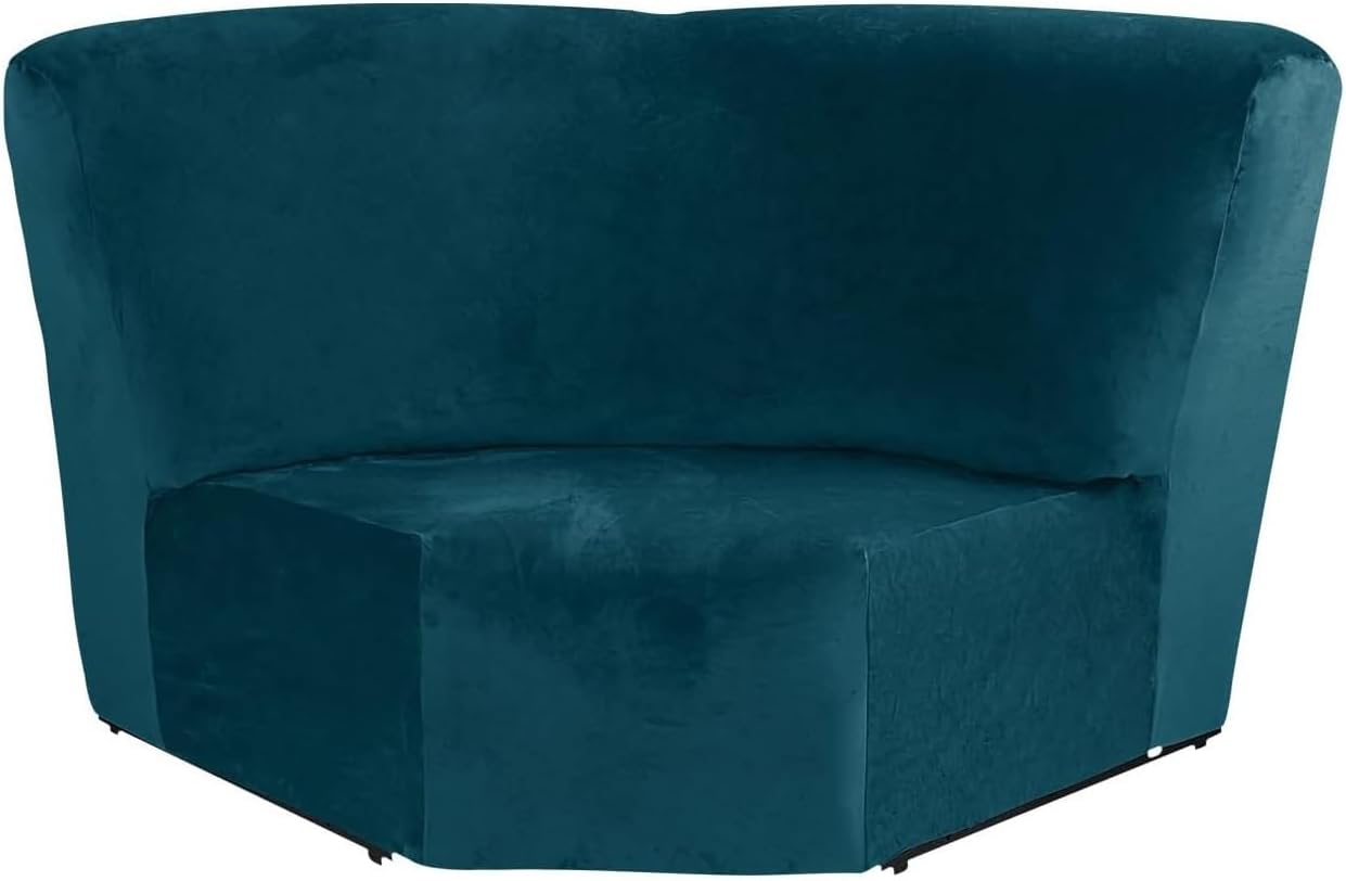 TANGHULU Velvet Corner Sofa Cover 1 Piece Additional Corner Seat Cover Sectional Recliner Sofa Slipcover Stretch Corner Piece for Reclining L Shape Sofa Couch(Teal)