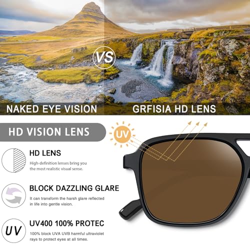 Image of GRFISIA Retro Aviator Sunglasses for Women Men Trendy Rectangle Womens Mens Sun Glasses Shades for Driving Vacation UV400