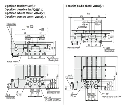 Électrovanne 5 voies VQ4201-51 distributeur air comprimé monobloc VQ4100 - 5