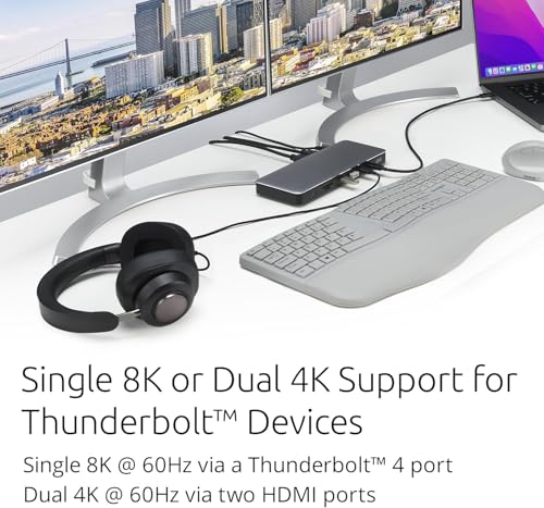 Image of Kensington SD5768T EQ Thunderbolt 4 Docking Station, Dual 4K@60Hz via HDMI /TB4 Ports, 96W Charging, SD /Micro SD Card Slots, Ethernet, Audio, Supports Thunderbolt Share (K35381NA)
