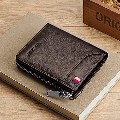 VANNANBA Wallets for Men RFID Genuine Leather Slim Mens Wallet with Front Pocket (grey)3