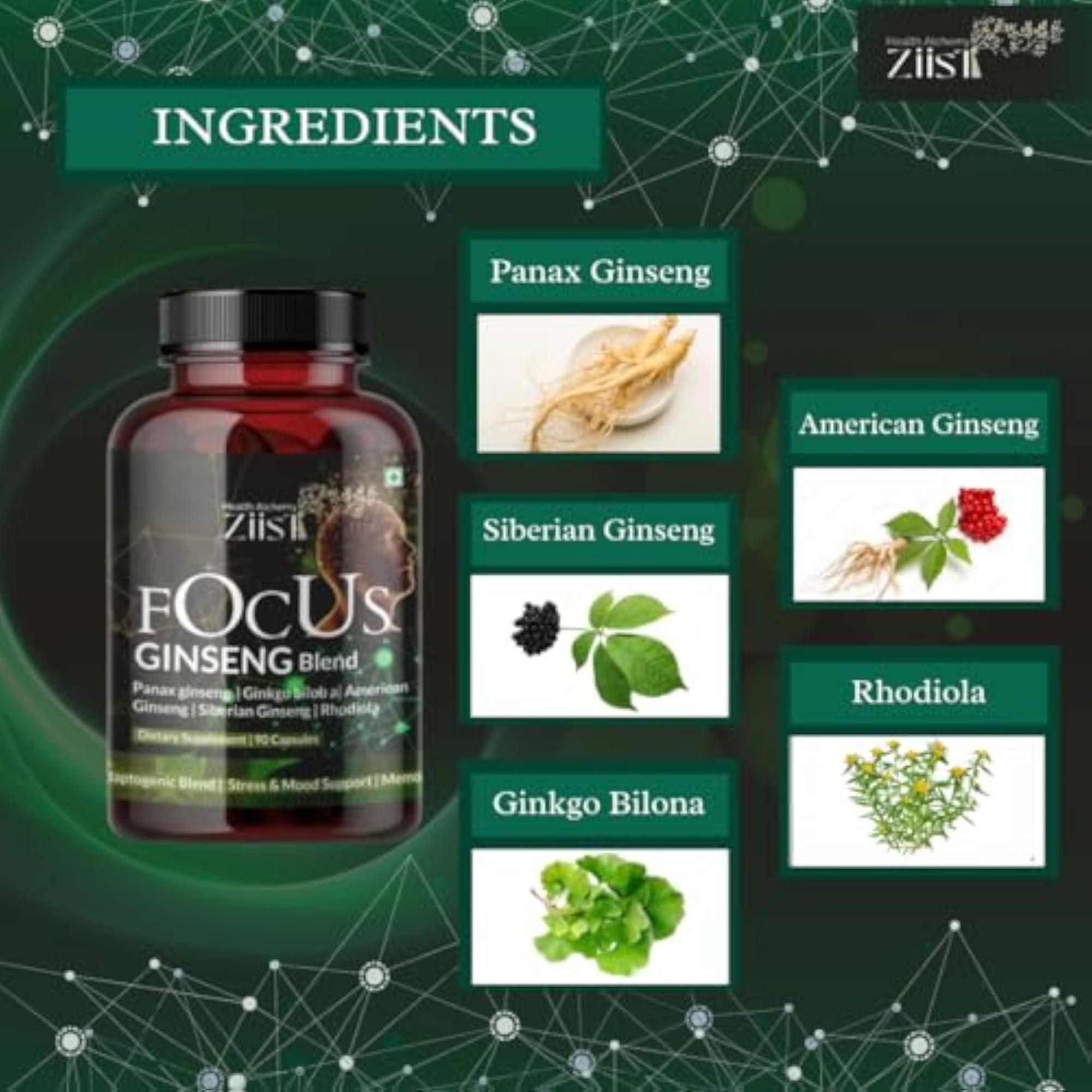 Ziist Focus Ginseng Blend, 90 Capsules