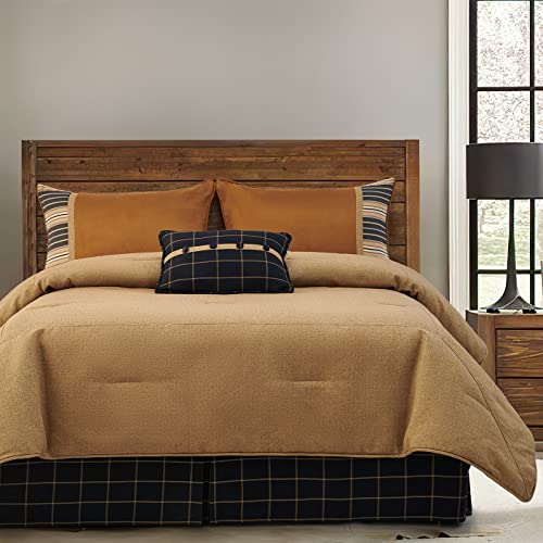 HiEnd Accents Ashbury 5 Piece Comforter Set, King Size, Tweed Tan and Black, Rustic Cabin Lodge Luxury Bedding Set, 1 Comforter, 1 Bed Skirt, 2 Pillow Shams, 1 Plaid Accent Pillow - Image 2