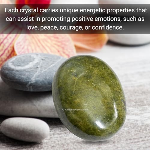 Image of Amazing Gemstone Vesuvianite Crystals and Healing Stones - Large Palm Stone Crystals Piedra - Crystal for Good Luck, Balanced Positive Energy, Meditation - Unique Stocking Stuffers, Gifts for Women