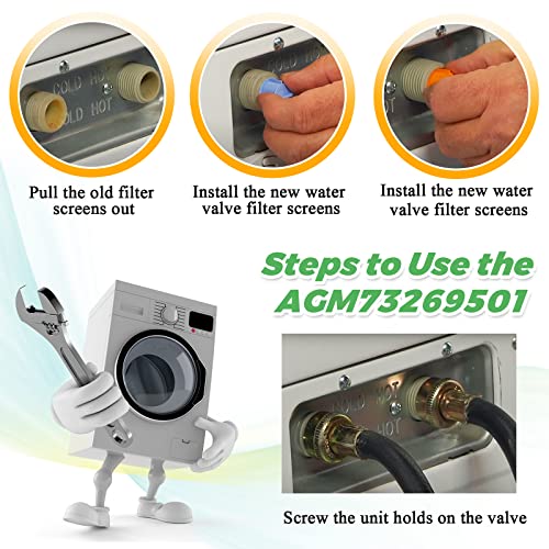 Agm73269501 Washer Water Inlet Valve Filter Screen By Techecook - Compatible For L-G Ken-More Washing Machine - Replaces 1810261, Ap5202486, Ps3618281, Eap3618281 L-G (Pack Of 4) #TOP5