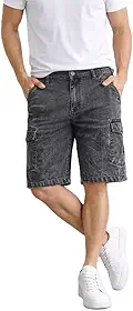 Bermuda Cargo Jeans Masculina, Denim de Algodão, com Bolsos Laterais e Traseiros