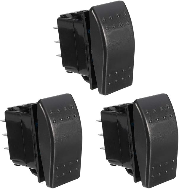 ETOPARS 3 X Momentary Heavy Duty Car Boat Rocker Switch Dash Dashboard Dual ON OFF ON 6Pin DPDT Toggle Switch Waterproof 12V 20A 24V 10A