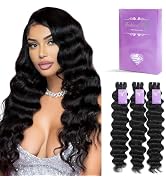 FASHION PLUS 15A Raw Human Hair Bundles Loose Deep Wave Bundles Human Hair 14 16 18 Inch 100% Unp...