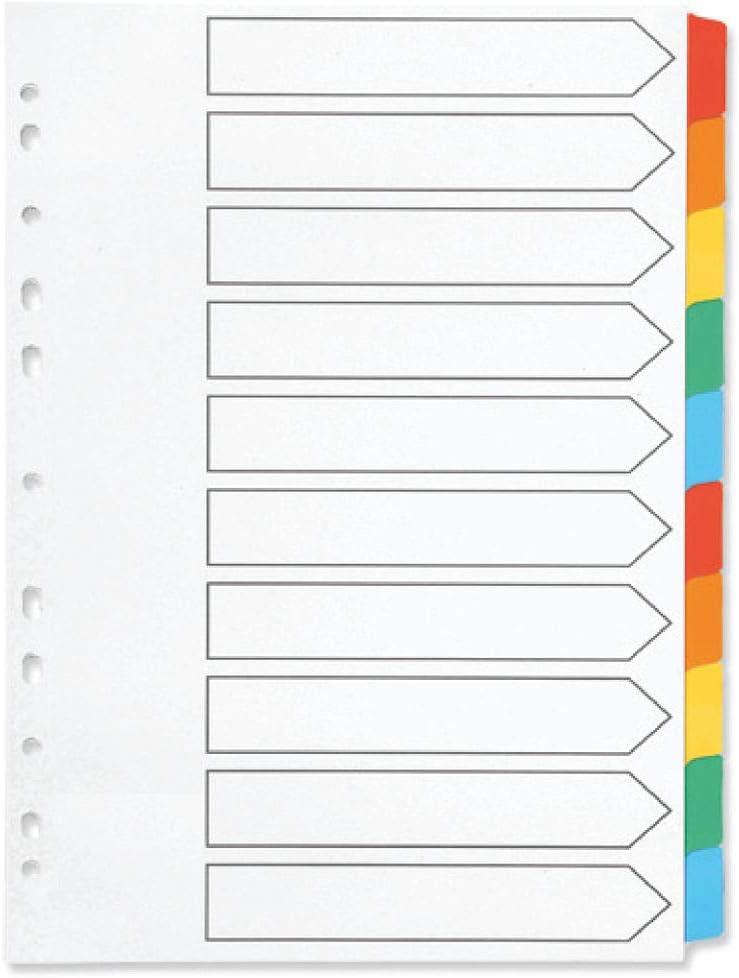Q-Connect 10-Part Index Multi-punched Reinforced Board Multi-Colour Blank Tabs A4 White