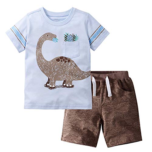 Image of Little Bitty Toddler Boy Clothes Boys Summer Outfits Cotton Short Sleeve T-Shirt & Shorts Set 2-7Yrs