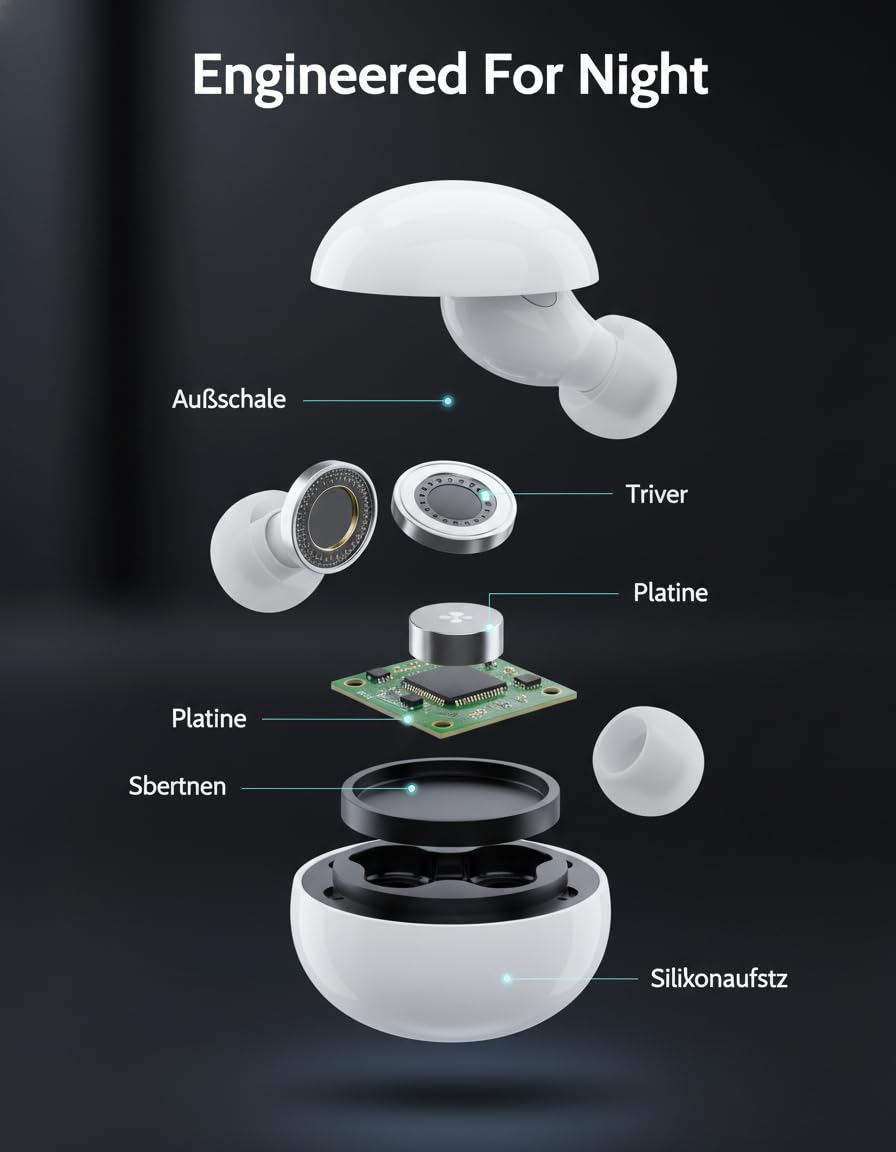 Auriculares de dormir premium invisibles Mini Bluetooth In Ear Mind Buds con elegante estuche de carga, diseño ultra ligero y cómodo para dormir de lado, funcionamiento silencioso para lujo