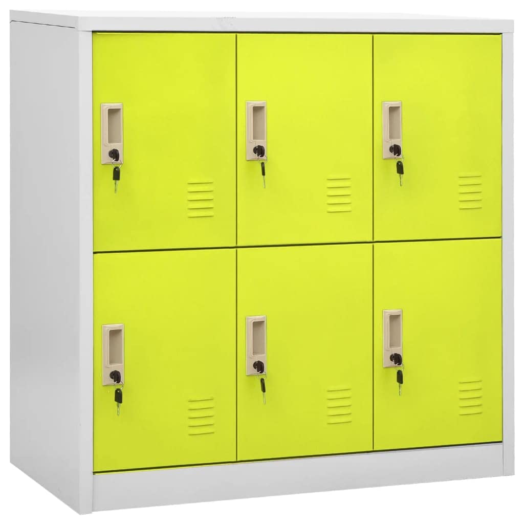 Armadio indipendente da ufficio, in metallo, per aziende, ufficio, scuola, grigio chiaro e verde, 90 x 45 x 92,5 cm, in acciaio