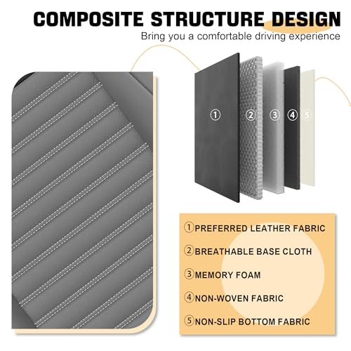 Image of Car Seat Cover for Chevy Equinox 2005-2026 Black&Gray 5 Seat | Nappa Leather Car Seat Protector Fashion Anti-Slip Waterproof Breathable Easy to Install, Auto Interior Accessories(Full Set)
