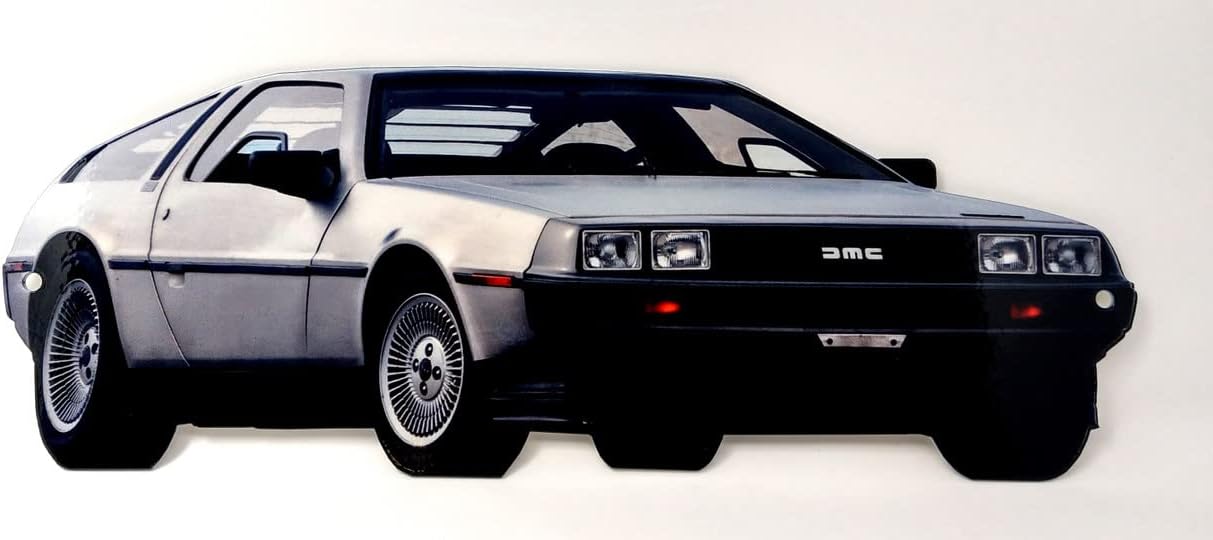 DMC Delorean Front Car Profile Car Cutout Steel Garage Sign (Large - 24" X 9")