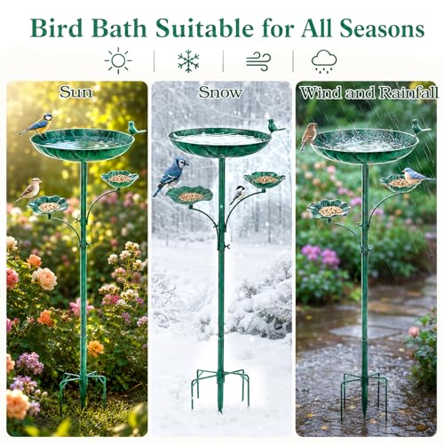 Image of Metal Bird Bath for Outside, Triple Birdbath Feeder Bowl for Outdoor