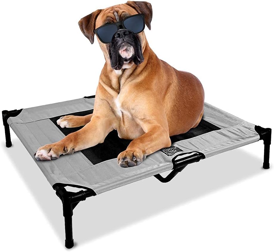 Floppy Dawg Just Chillin’ Elevated Dog Bed. Cot for Indoor and Outdoor Use. Lightweight and Portable. Chill in Style on Raised Breathable Mesh Fabric.