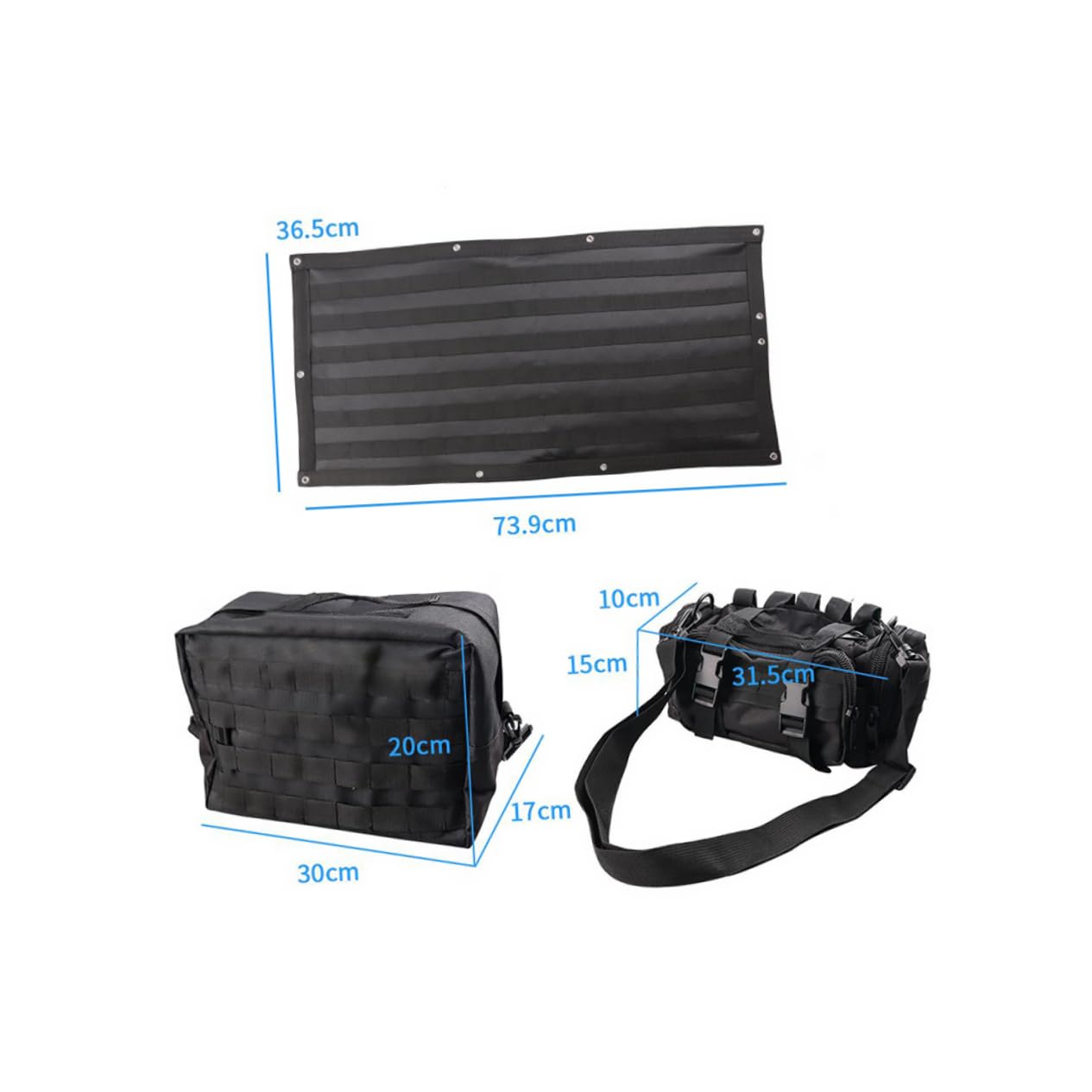 Borsa Organizer per Portellone, Nylon Nero, Accessorio Auto | Tasca Posteriore per Cellulare e Kit Utensili, Finiture Curate, Kit per Modifica Veicolo