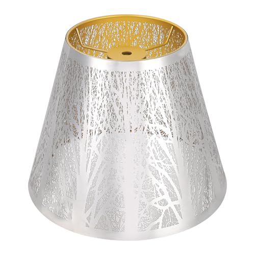 Small Barrel lampshade Stainless Steel Mirror Effect Lamp Shade 5" Top x 9" Bottom x 7" High Modern Metal Forest Lamp Shad for Table Lamps Floor Lamps Lampshade Replacement (Spider) Stainles