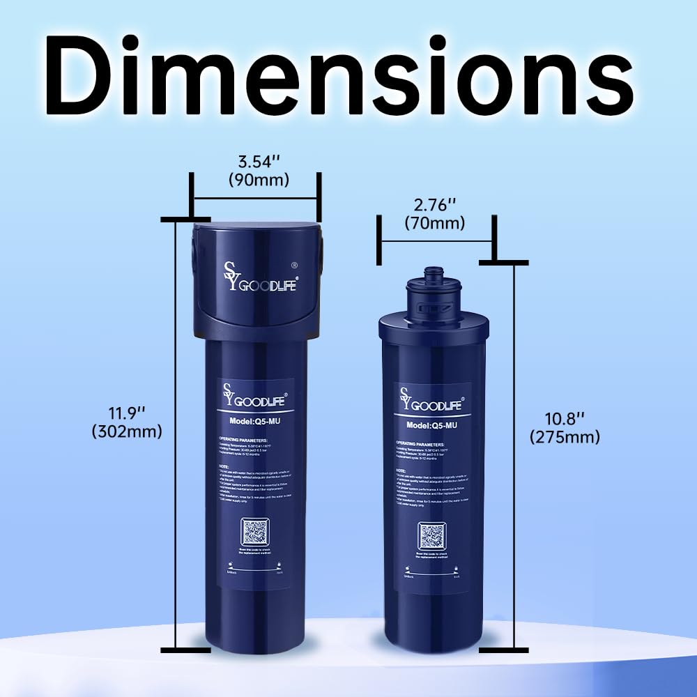 Sistema de filtro de agua bajo encimera, certificado NSF/ANSI 42, ultrafiltración de 0,01 micrones, capacidad de 8000 galones, conexión directa sin grifo separado, filtro de agua potable