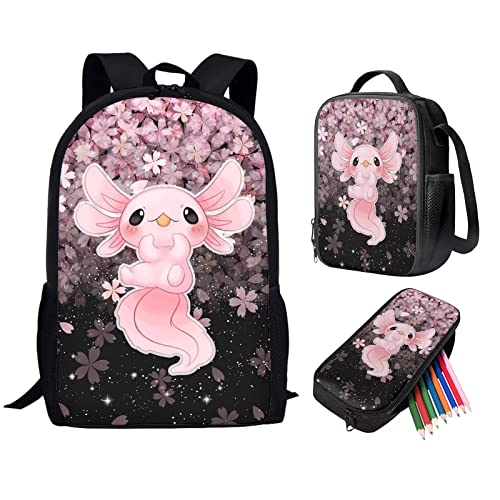 Sac d'école à fleurs de cerisier pack de 3 pièces taille medium