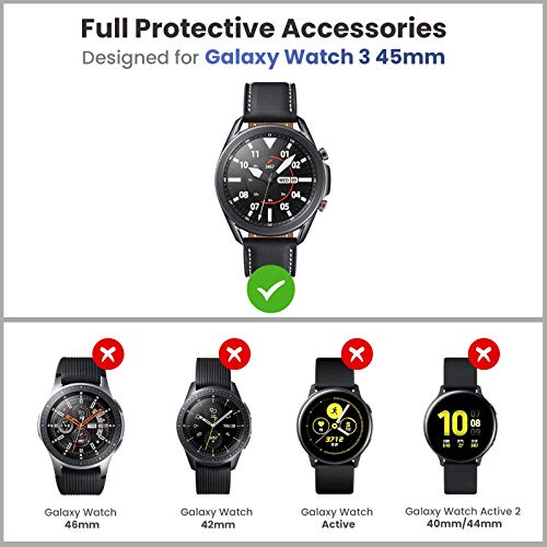 Goton 3 in 1 Accessories for Samsung Galaxy Watch 3 41mm, 1 Rugged TPU Armor Bumper Case +2 Tempered Glass Screen Protector Films + 1 Bezel Ring for Galaxy Watch 3 41mm(Black,41mm) - Thumbnail 3