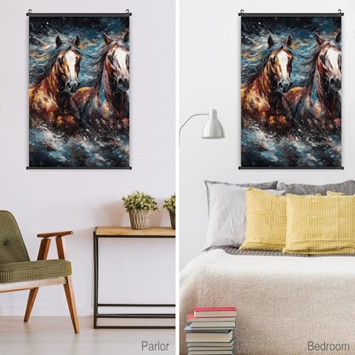 Decoración artística de pared con impresión texturizada de caballos en carrera 5
