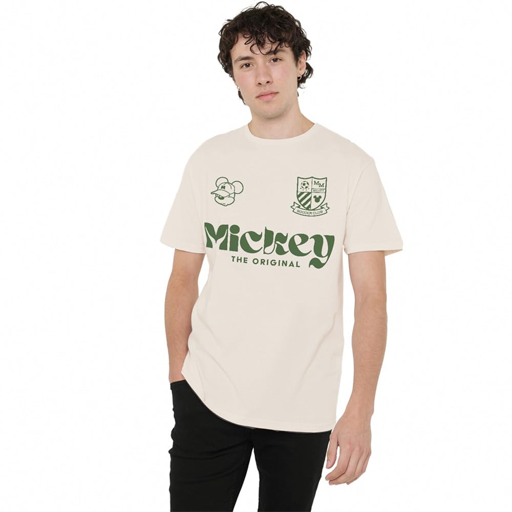 Disney Mickey Mouse Football USA Unisex T Shirt, Natural, Medium