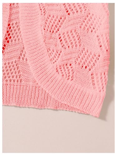 Image of WDIRARA Girl's Open Front Mesh Sheer Cardigan Sweater Short Sleeve Beach Coverup Tops