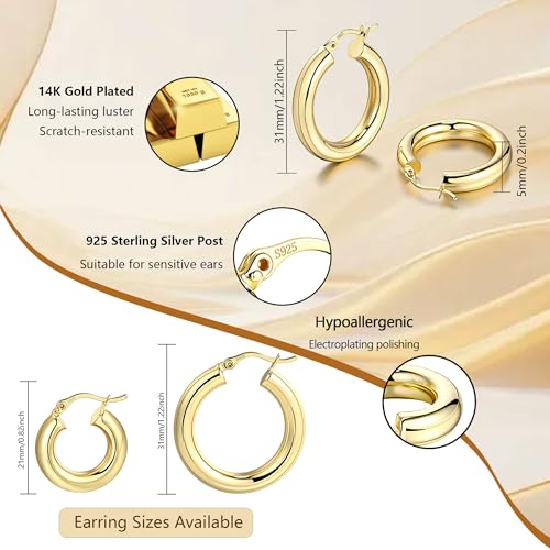 Image of Chunky Hoop Earrings for Women Small Huggie Hoops Earrings Fashion Jewelry