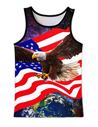 Asylvain Men's Usa Flag Tank Tops Women 3D Graphic Beach Sleeveless Shirt Workout Unisex Vest T-Shirts For 4Th Of July, Xx-Large #TOP17