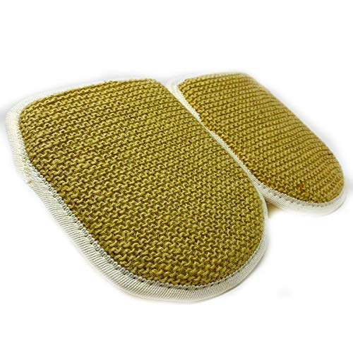 (2 PACK) AEGEAN 100% Natural Exfoliating Loofah Pads and Loofah Mitten for Women and Men, Exfoliating Body Scrubber for Shower, Invigorate Your Skin & Deep Clean (6 x 8 inches)