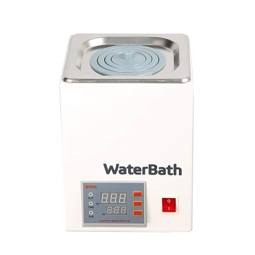 Baño María Termostático Digital para Laboratorio, 2.5L/5L/8L/15L Pantalla Digital Baño María Termostático con Calefacción Eléctrica, RT a 100 °C, Función de Temporización, Fácil de Limpiar,1Hole