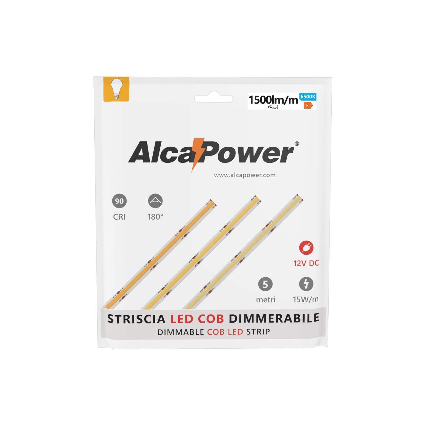 ALCAPOWER Taśma LED 5 m COB IP20 jednokolorowa 15 W/MT 12 V - 6500K