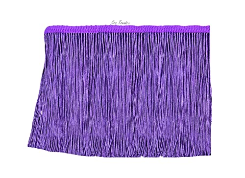 Sew Trends 5 Yards Of 6" Long Chainette Fringe Thread Yarn Tassel Trim Braid Fringe For Crafts Sewing And Decor-Purple #TOP4