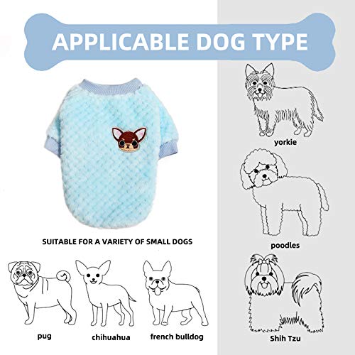 Soft Fleece Sweatshirt for Medium Dog,Winter Small Dog Sweaters Puppy Clothes,Fit Small Dogs Pet Cats Chihuahua Poodles Yorkies Pugs(Blue, Small) - Thumbnail 4
