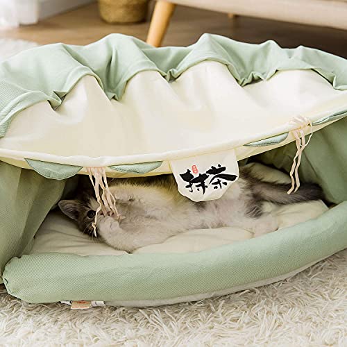 Hipipet Cat Tunnel For Indoor Cats, Cat Tube With Collapsible Washable Cat Bed,Premium Cat Toy For Small Medium Large Cat.(Matcha) #TOP1