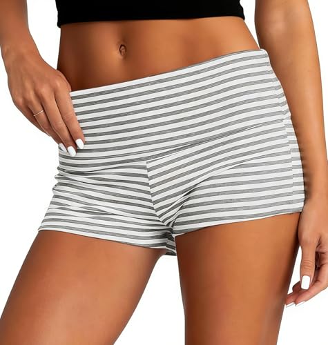 Image of Women Low Waist Lounge Shorts Fold Over Skinny Pajamas Shorts Summer Casual Pj Bottom Sleep Shorts