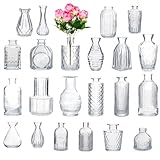 Adzt's Glass Bud Vase Set of 22, Small Vases Bulk for Flowers, Clear Glass Vases for Centerpieces, Mini Bud Vases in Bulk Rustic Wedding Decorations, Centerpieces, Vintage Home Table Flower Decor