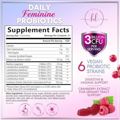 Image of Probiotics for Women Gummies with Cranberry - 6 Premium Strains for PH Balance - Women Probiotics for Digestive Health, Vaginal & Immune Support, Women's Probiotic Feminine Health Gummy - 120 Gummies
