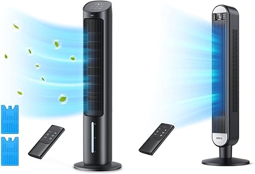Dreo Enfriador de aire evaporativo, ventiladores de torre de 40 pulgadas que soplan aire frío, ventilador de refrigeración mejorado 2023 con