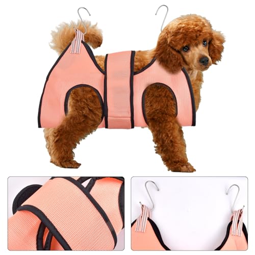 HoaaiGo Haustierpflege-Hängematte für Katzen Hunde, Atmungsaktive Hundepflege Schlinge, Hundepflege Geschirr, Hundepflege-Rückhaltetasche für Haustierpflege Waschen Nagelschneiden (XS, Rosa)