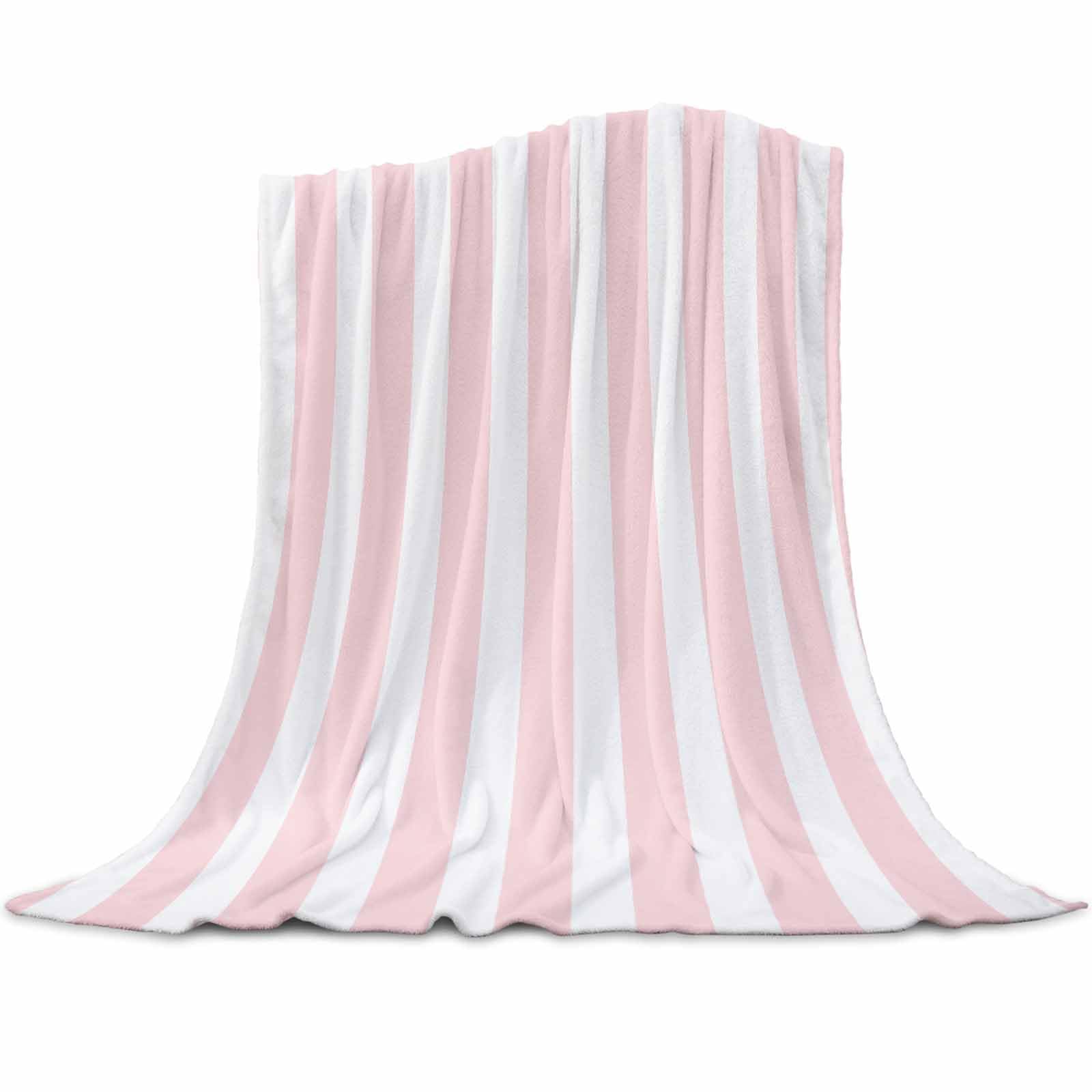 Amazon.com: Pinroote Pink Striped Throw Blanket Flannel