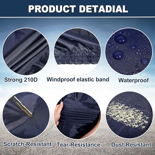 Image of Car Cover Waterproof All Weather with Driver Door Zipper for Jeep Wrangler JK JL 4 Door 2007-2021 / Full Exterior Cover /Durable 210D Oxford Cloth / 1Pcs Navy Blue