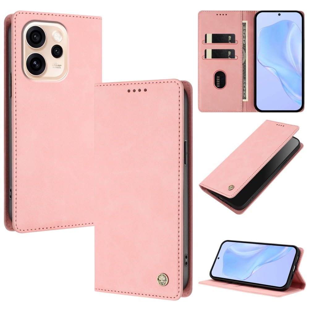 Compatible with Oppo A98 5G (Color : Pink) Premium Retro Flip