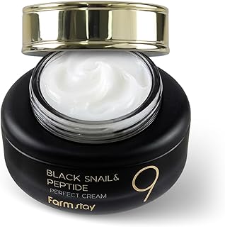 FARMSTAY Black Snail & Peptide 9 Perfect Cream, Snail Mucin Moisturizer for Elastic & Glow Skin, Hydrating & Nourishing, Anti-aging, Skin Barrier Repair, gift for Women Korean Skin Care 1.85 Fl. Oz